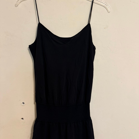 Women's Theory Black Rib Waistband Silk Combo Midi Dress S - Picture 9 of 16